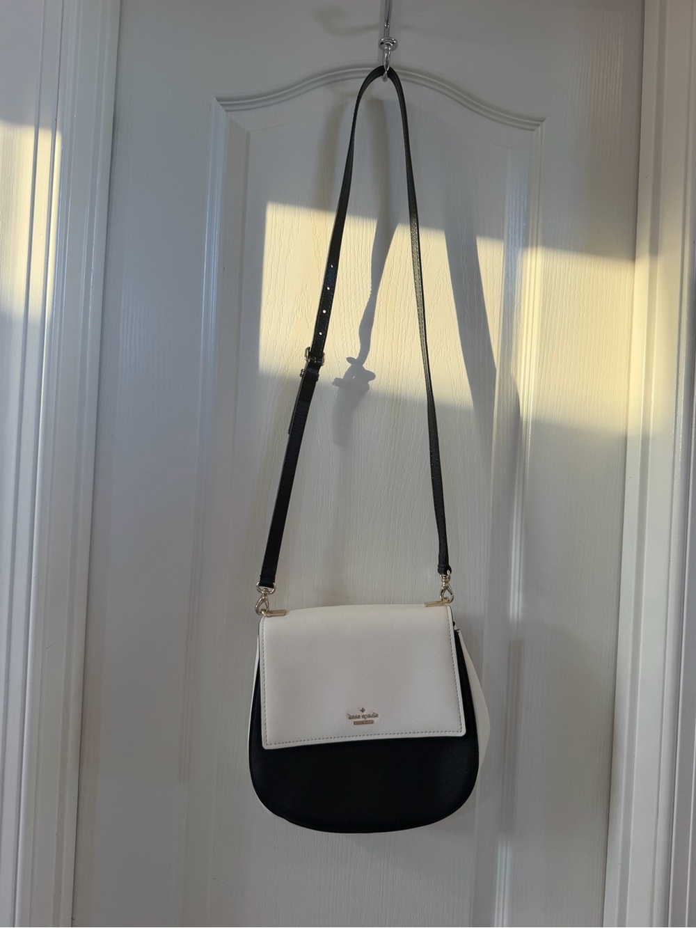 kate spade Two-Tone White and Black Saddle Crossbody